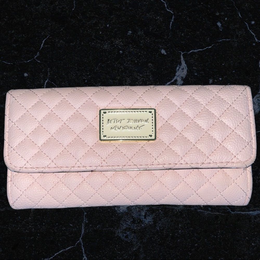 Betsey Johnson Blush Pastel Pink Quilted Wallet